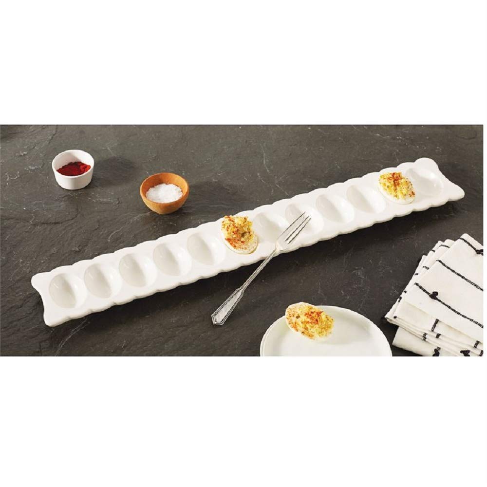 Mud Pie deviled egg long tray set displayed on table