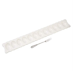 Mud Pie deviled egg long tray set ceramic tray with scalloped edge