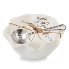 Mud Pie salsa ceramic dip cup set tortilla shell shaped Nacho