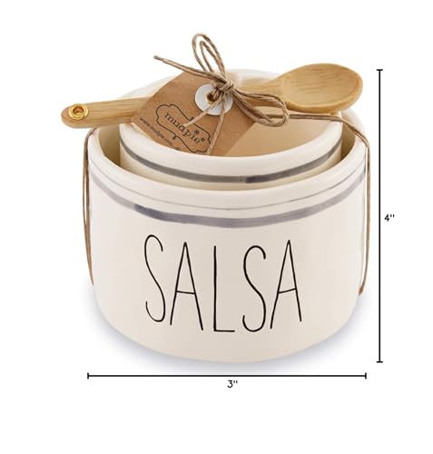 Wooden spoon included with salsa guac bowl set