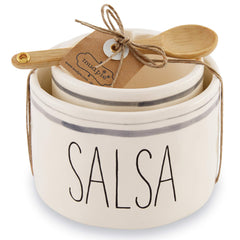 Mud Pie salsa guac bowl set white color