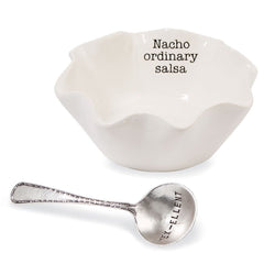 Nacho ordinary Salsa interior rim sentiment on Mud Pie dip cup set