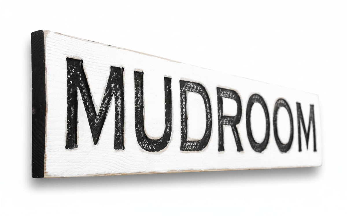Mudroom Wood Sign 40x8 carved solid pine wall decor