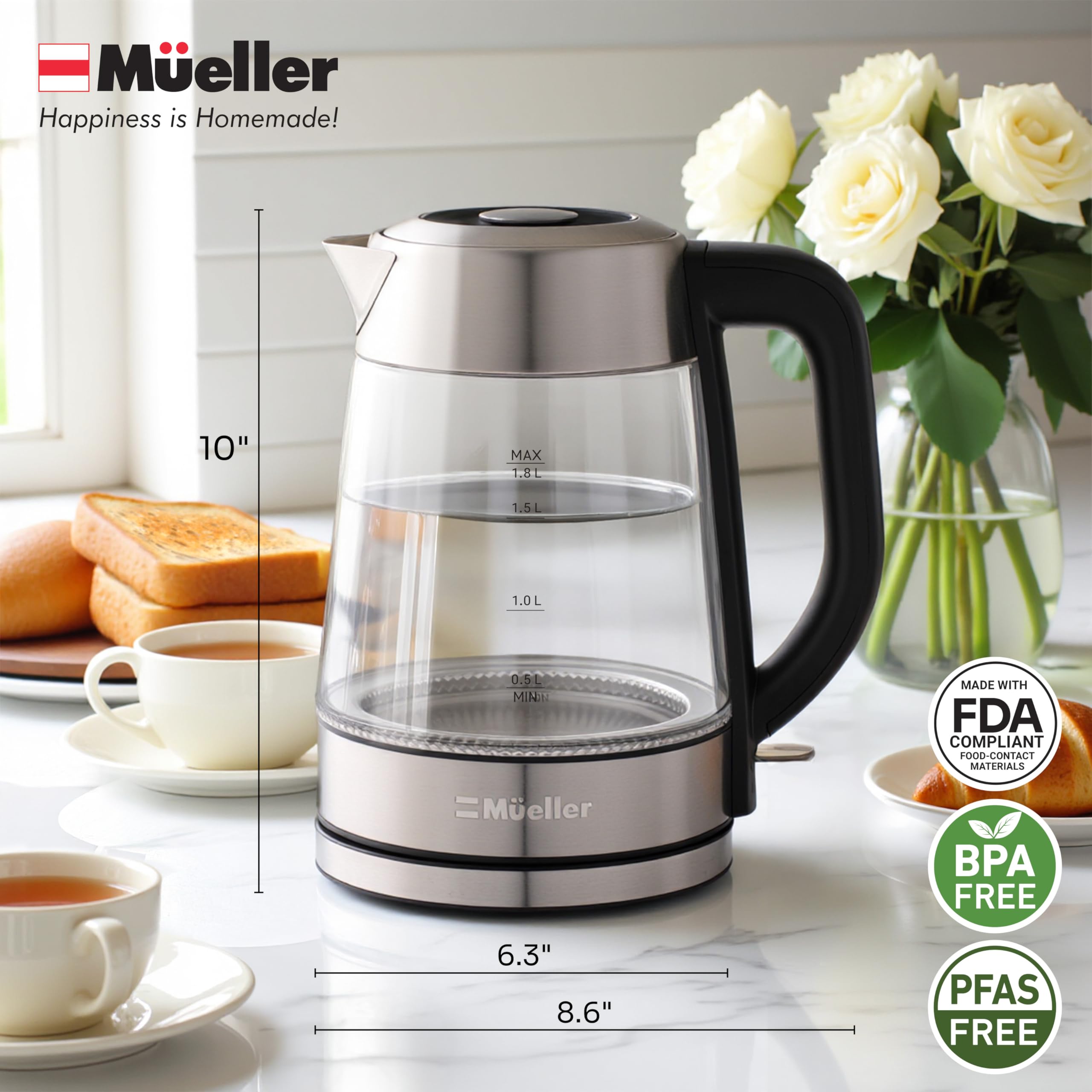 Sleek stainless steel spout and filter on kitchen appliance