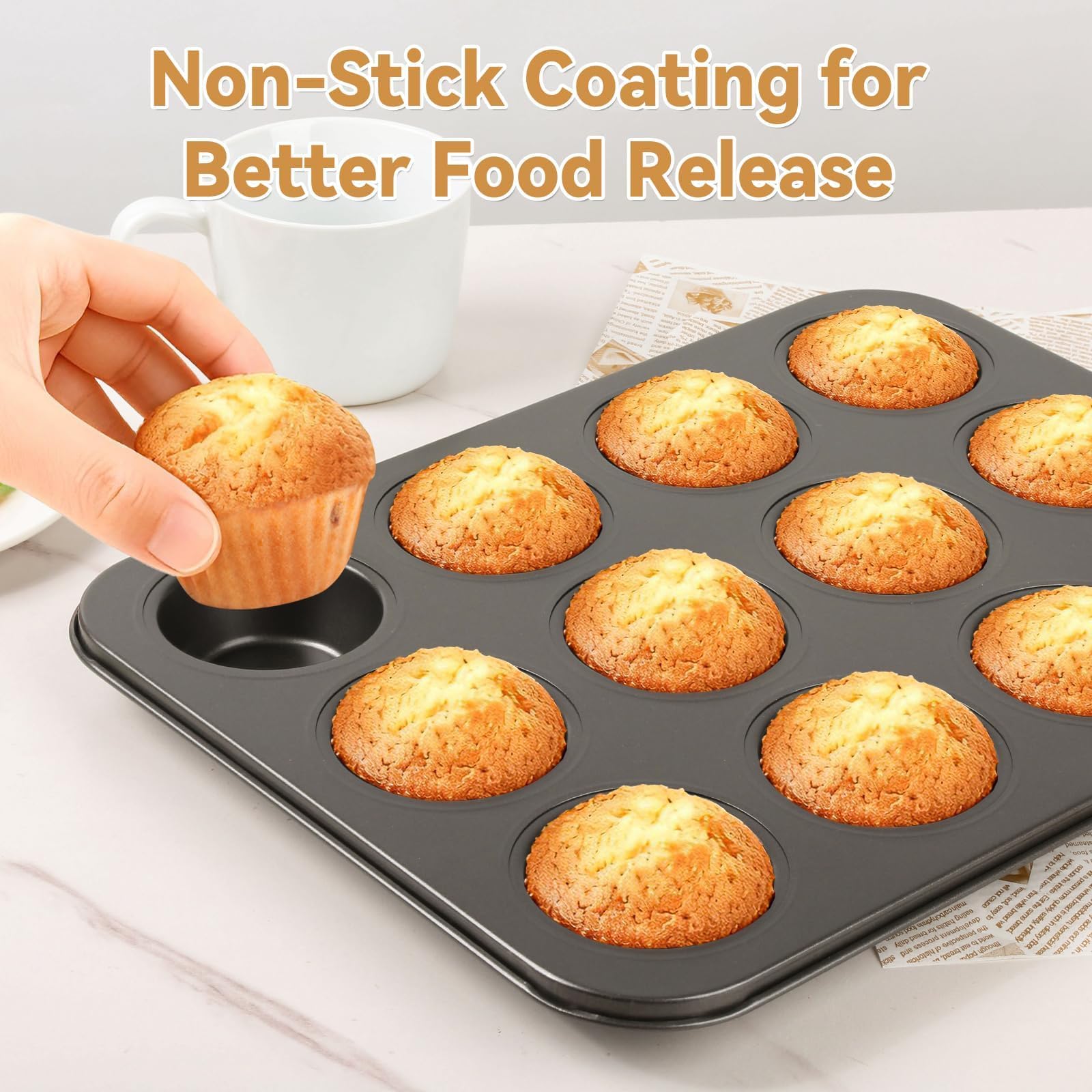 Muffin pan with liners included in the set
