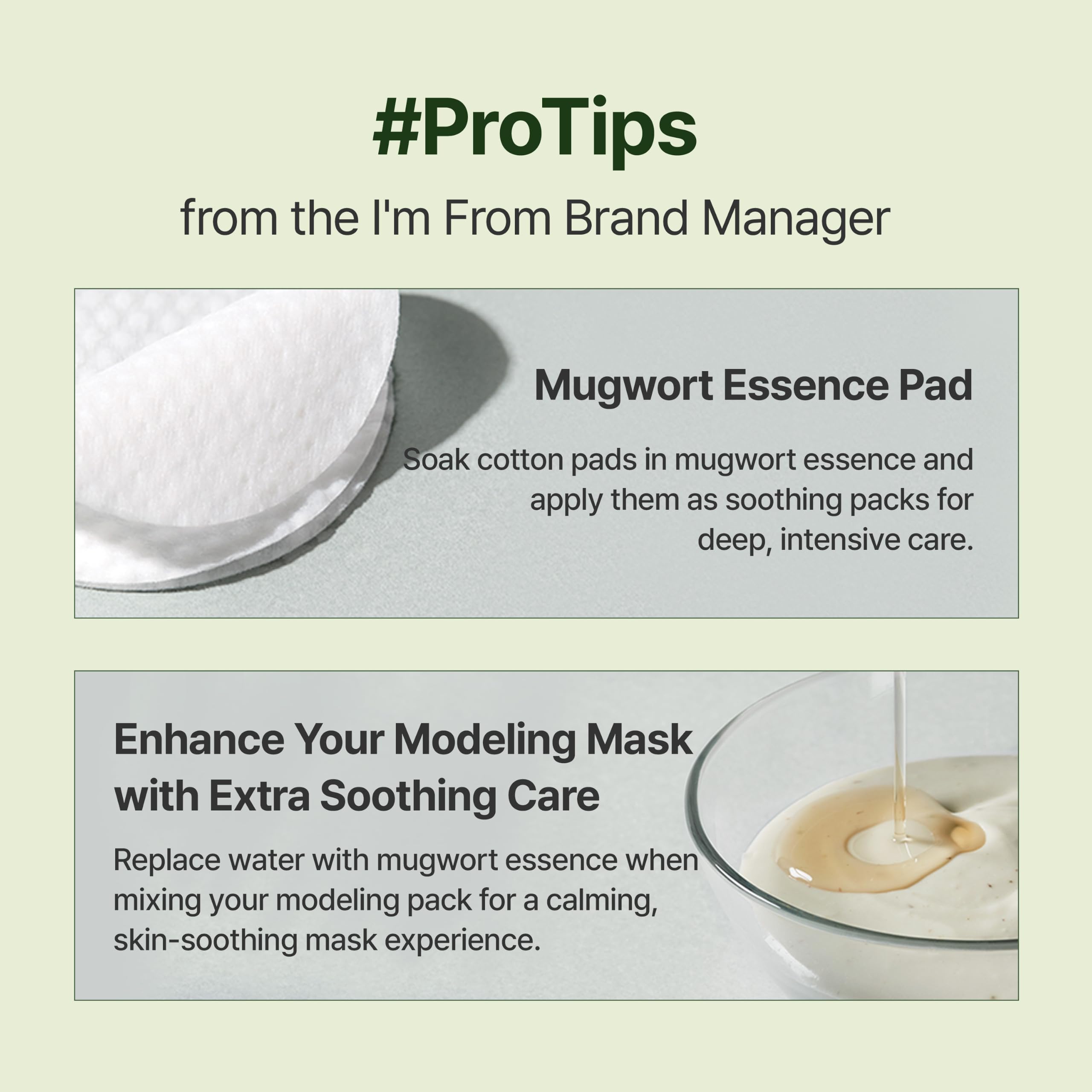 Single-ingredient Mugwort essence for calm hydrated skin