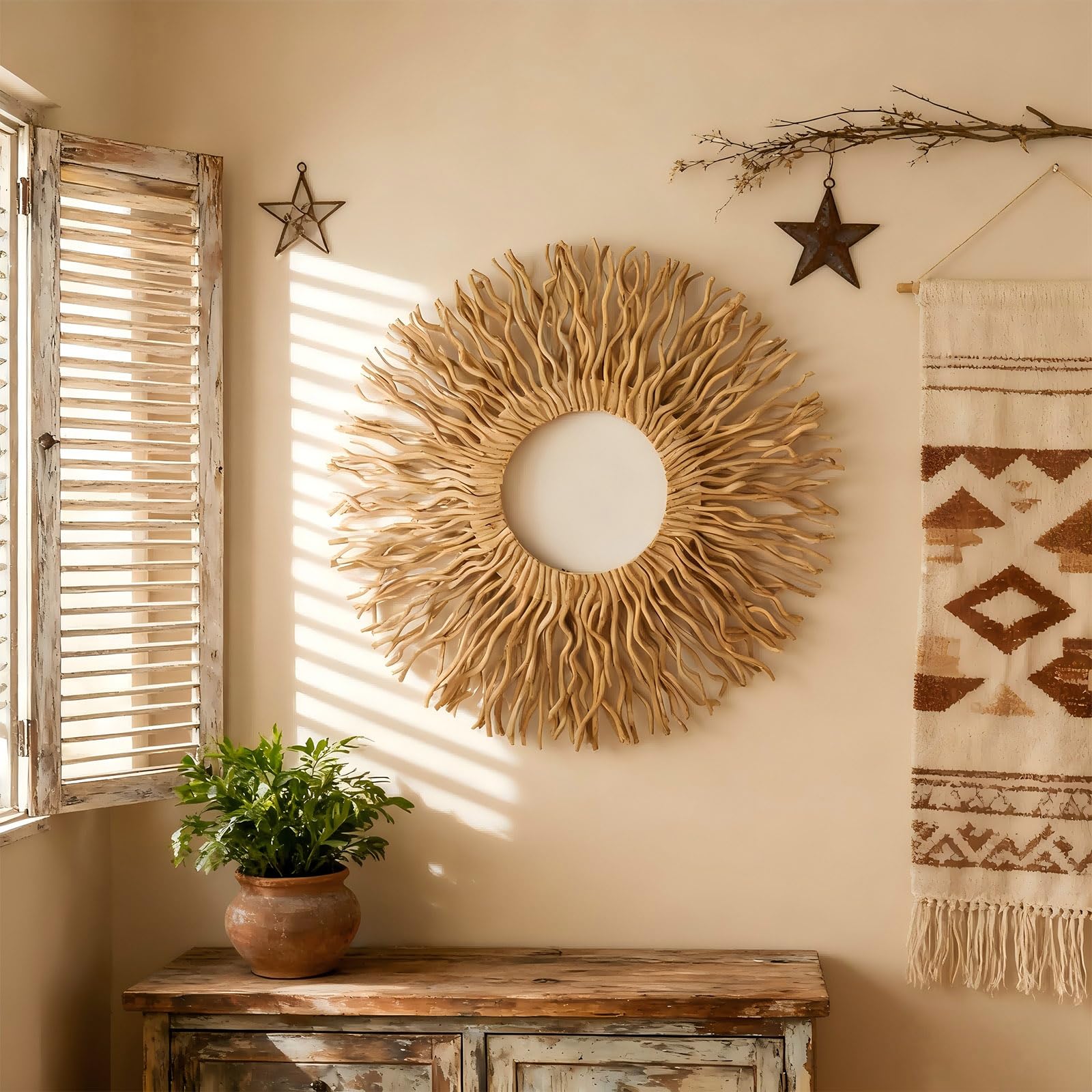 Handmade mulberry wall art sunburst BDJBXK rustic craft