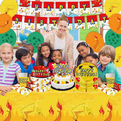multi-color happy birthday banner with designs