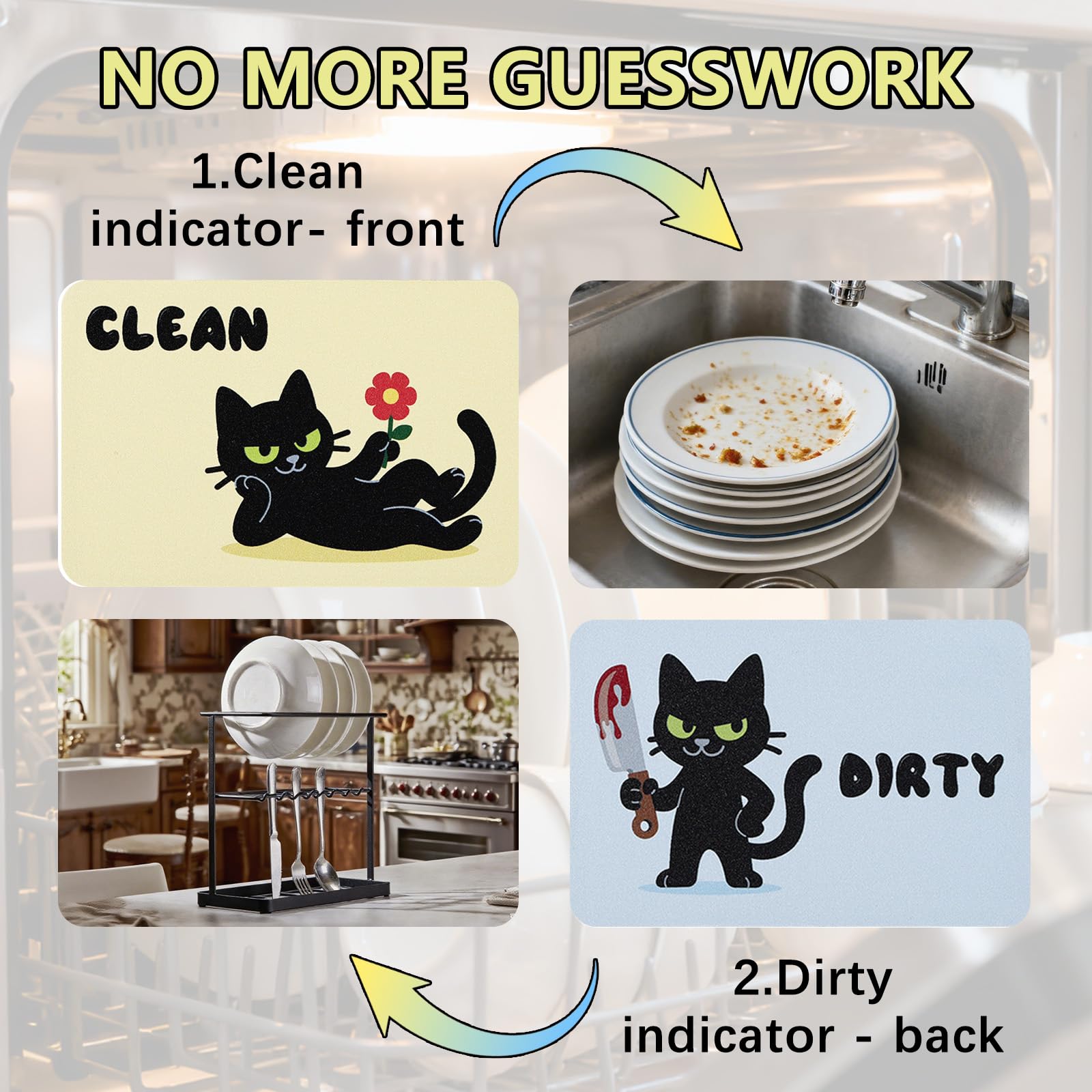 PVC soft magnet dishwasher indicator size 9x6 cm