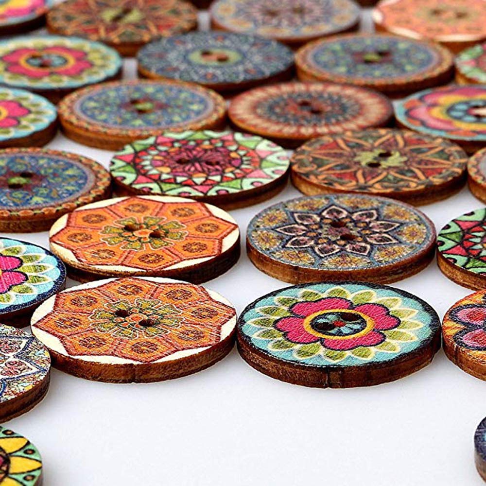 20mm diameter wooden buttons multi-color