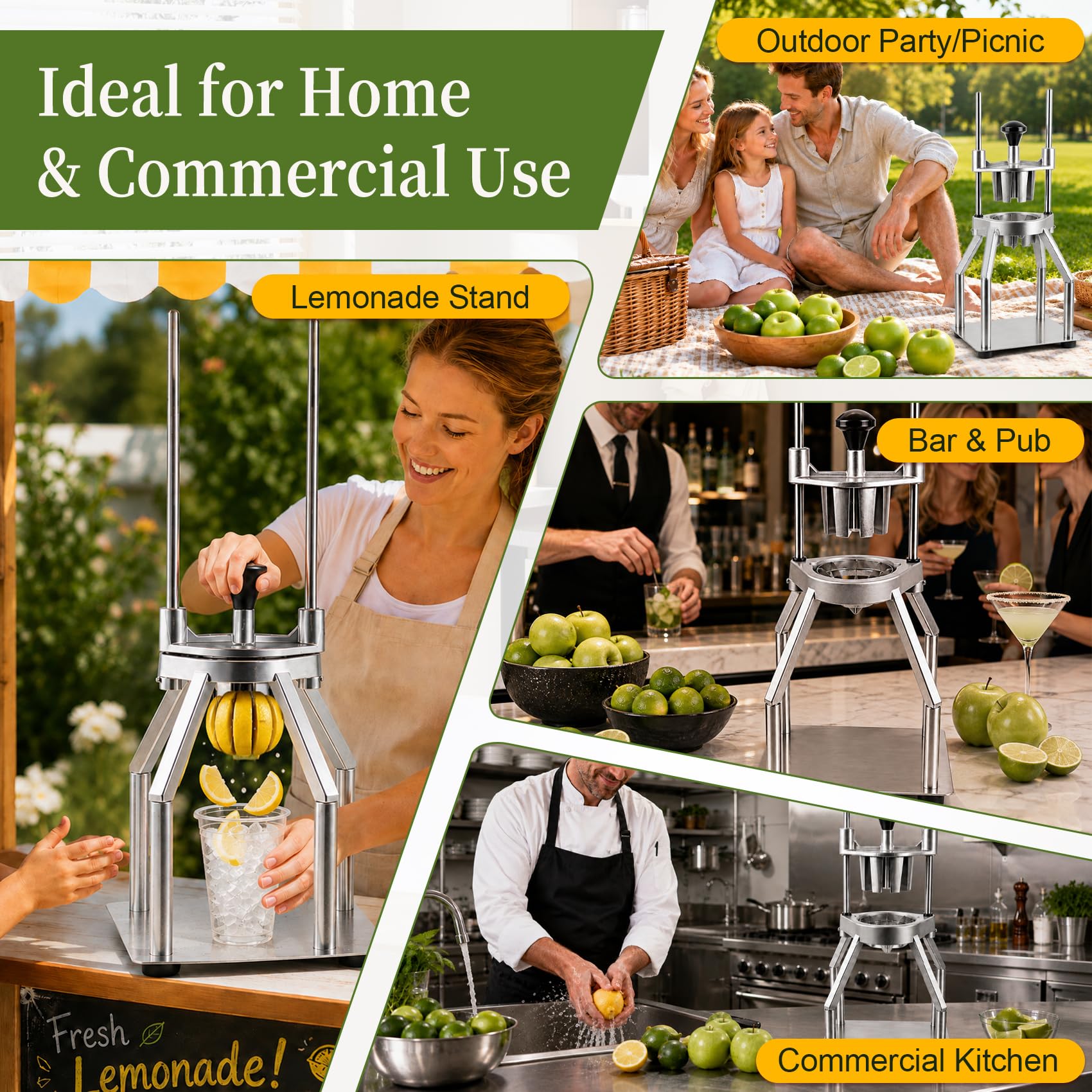 Commercial-grade lemon cutter for high-volume prep environments