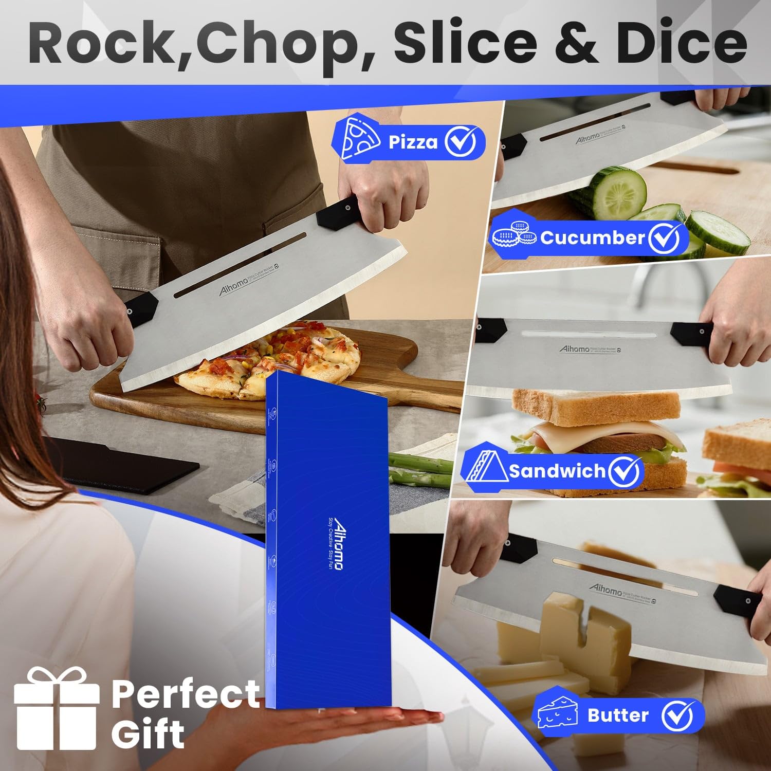 Multi-functional pizza cutter for pizza cheese cake