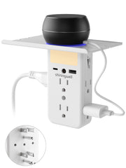 Multi Plug Wall Outlet Extender with 6 AC outlets and USB ports in white finish