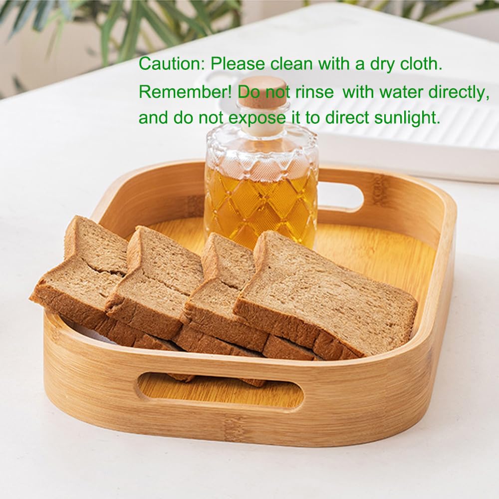MysRuida natural bamboo wooden tray for breakfast and tea