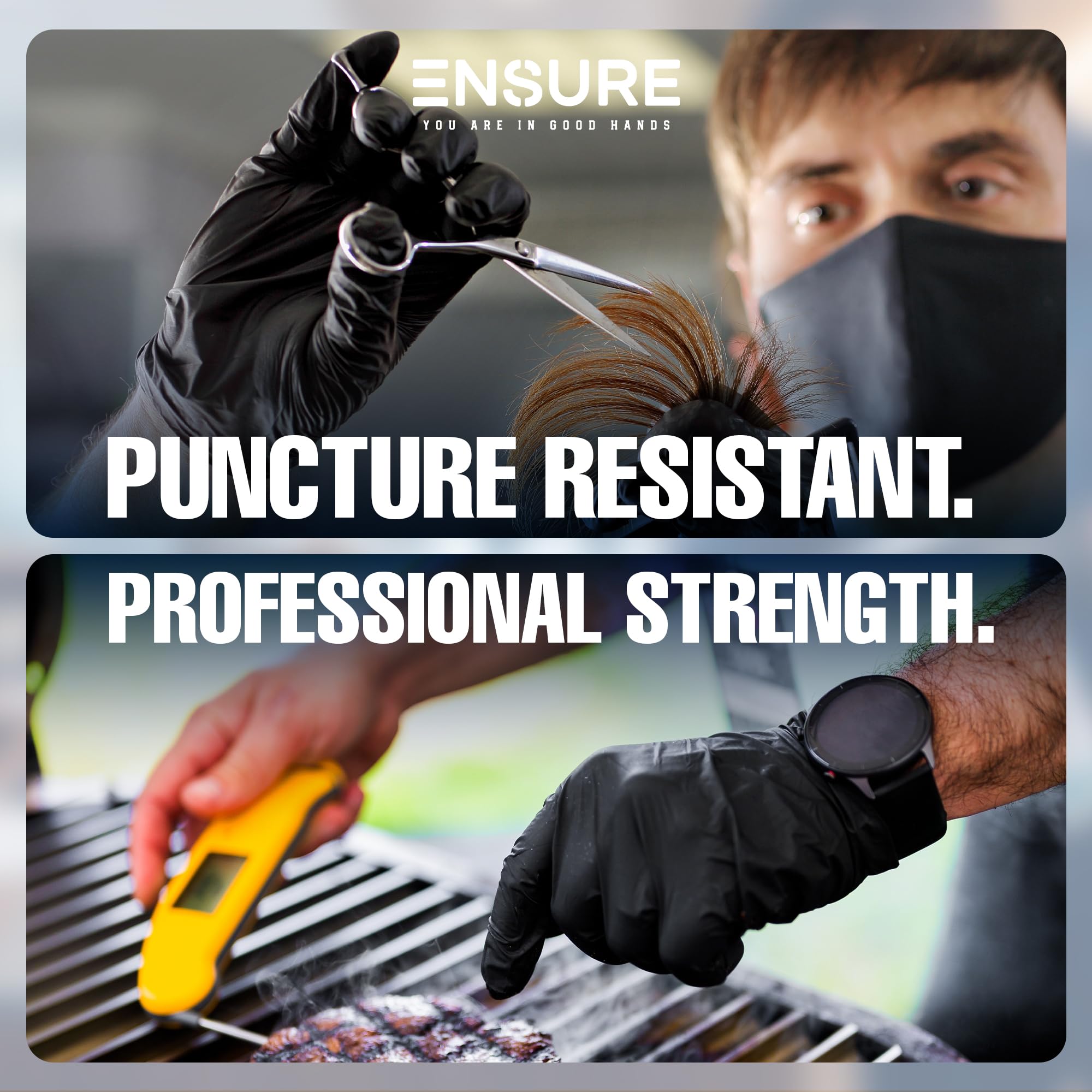 Ensure nitrile gloves for everyday tasks and cleaning