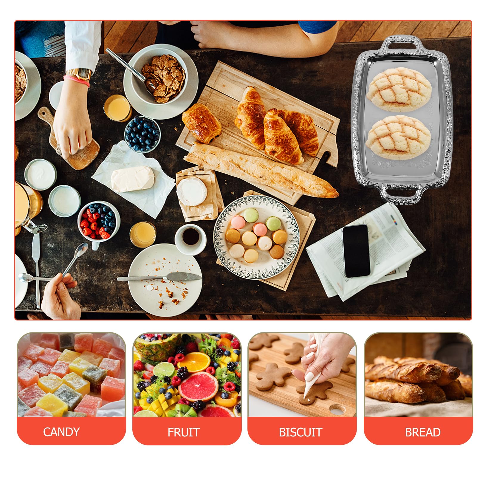 Multi purpose tray used for serving fruit snacks or teaware
