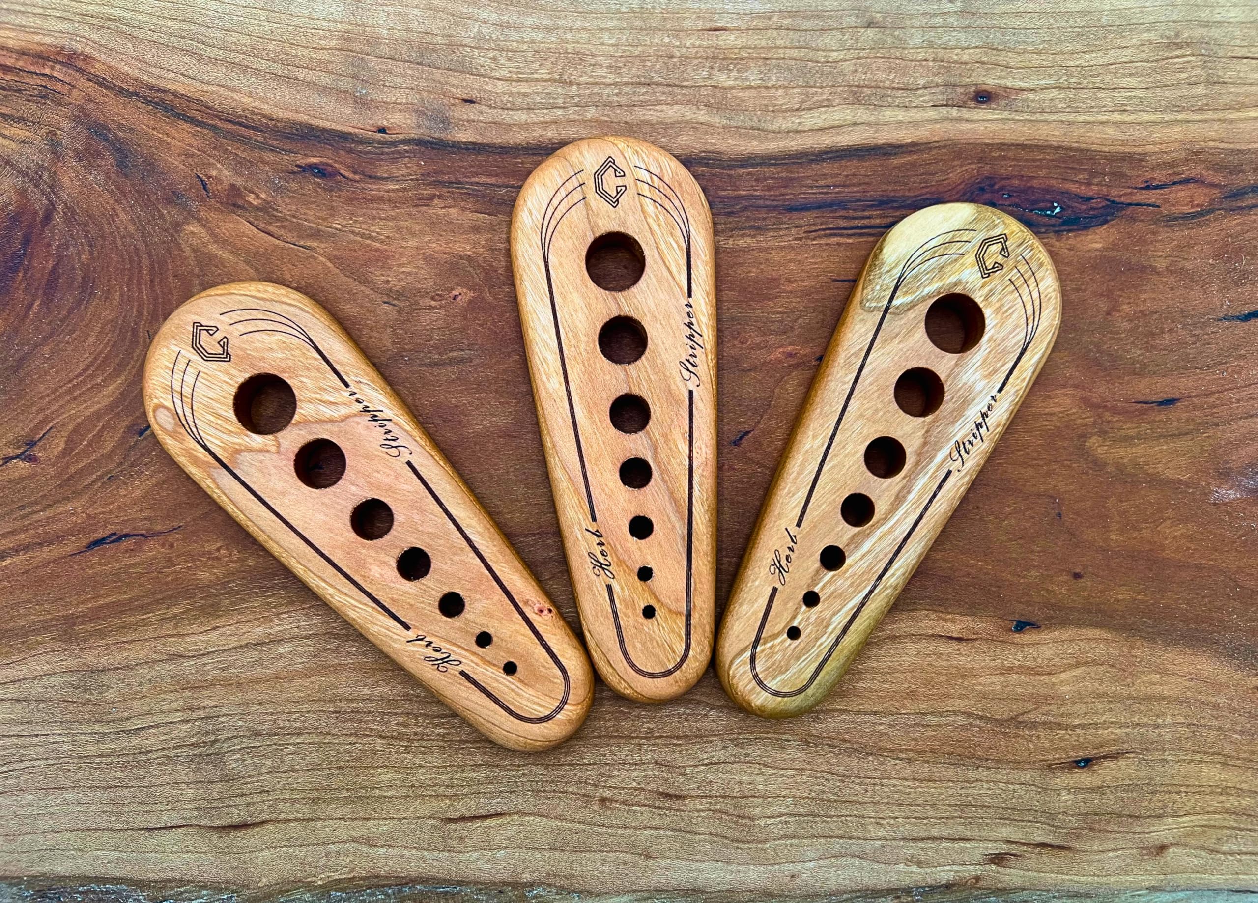 Custom engraved artisanal design on herb stripper USA workshop