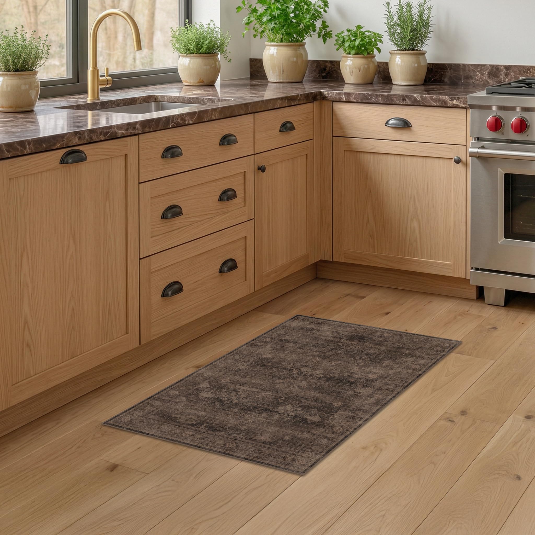 Color fast rug that dries flat after washing