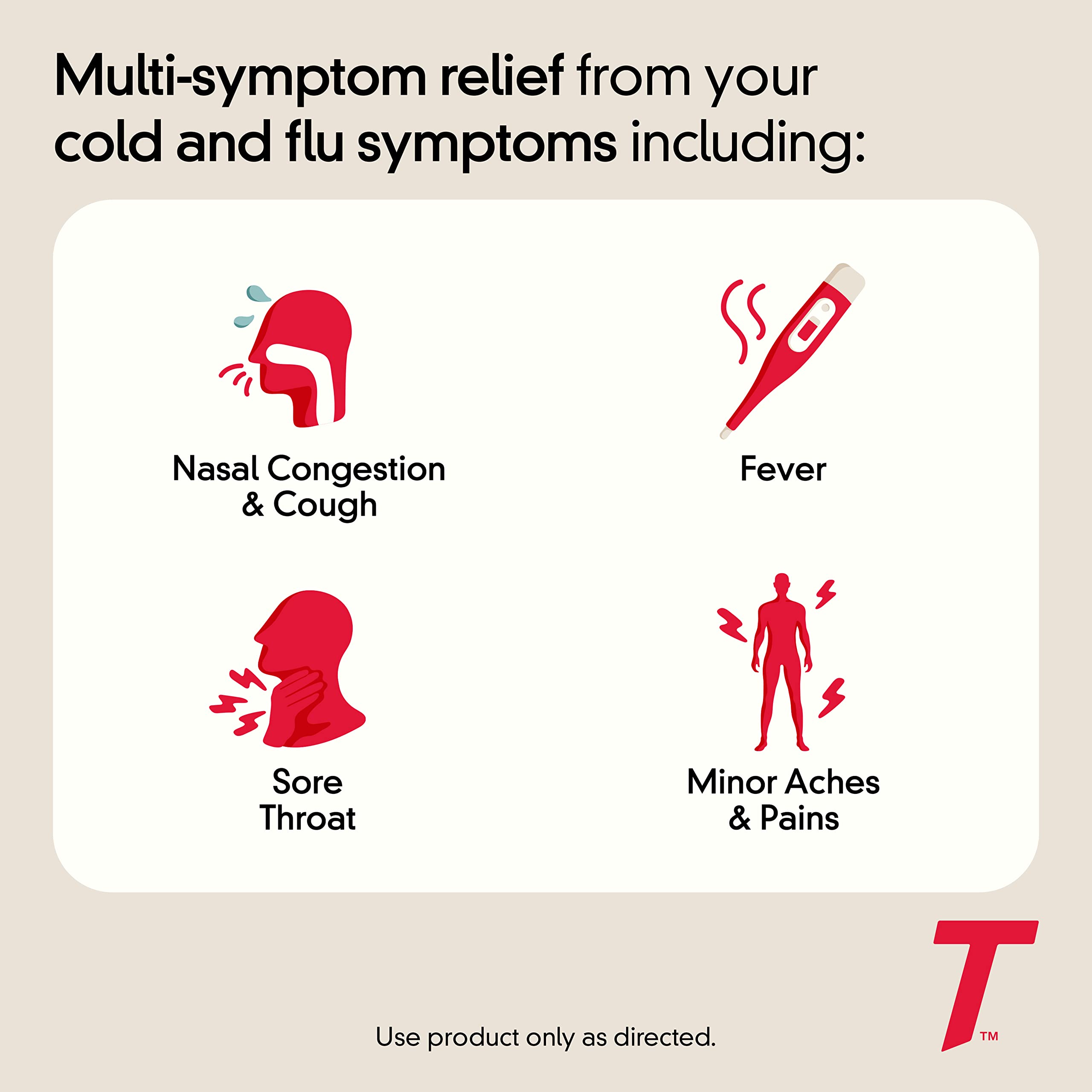 Multi symptom relief Tylenol caplets for cold and flu