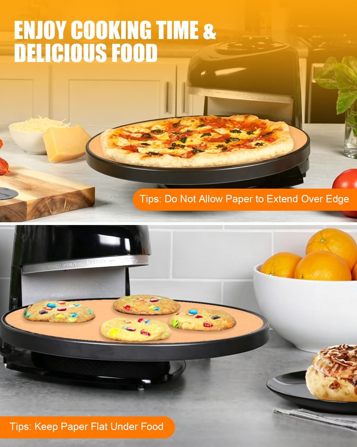 Multi-use parchment liners for quesadillas garlic bread and pastries