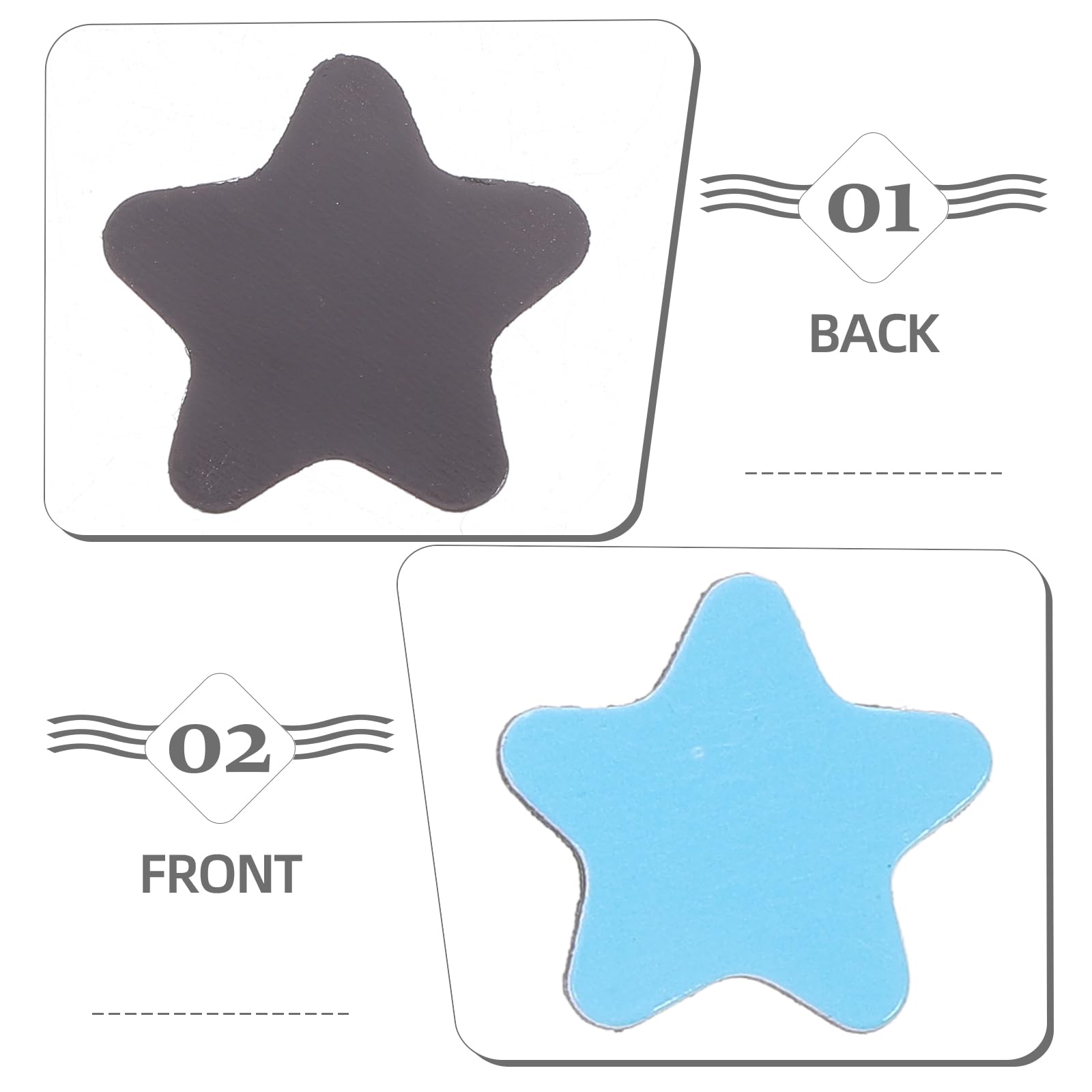 Bulk star magnets arranged for display on fridge