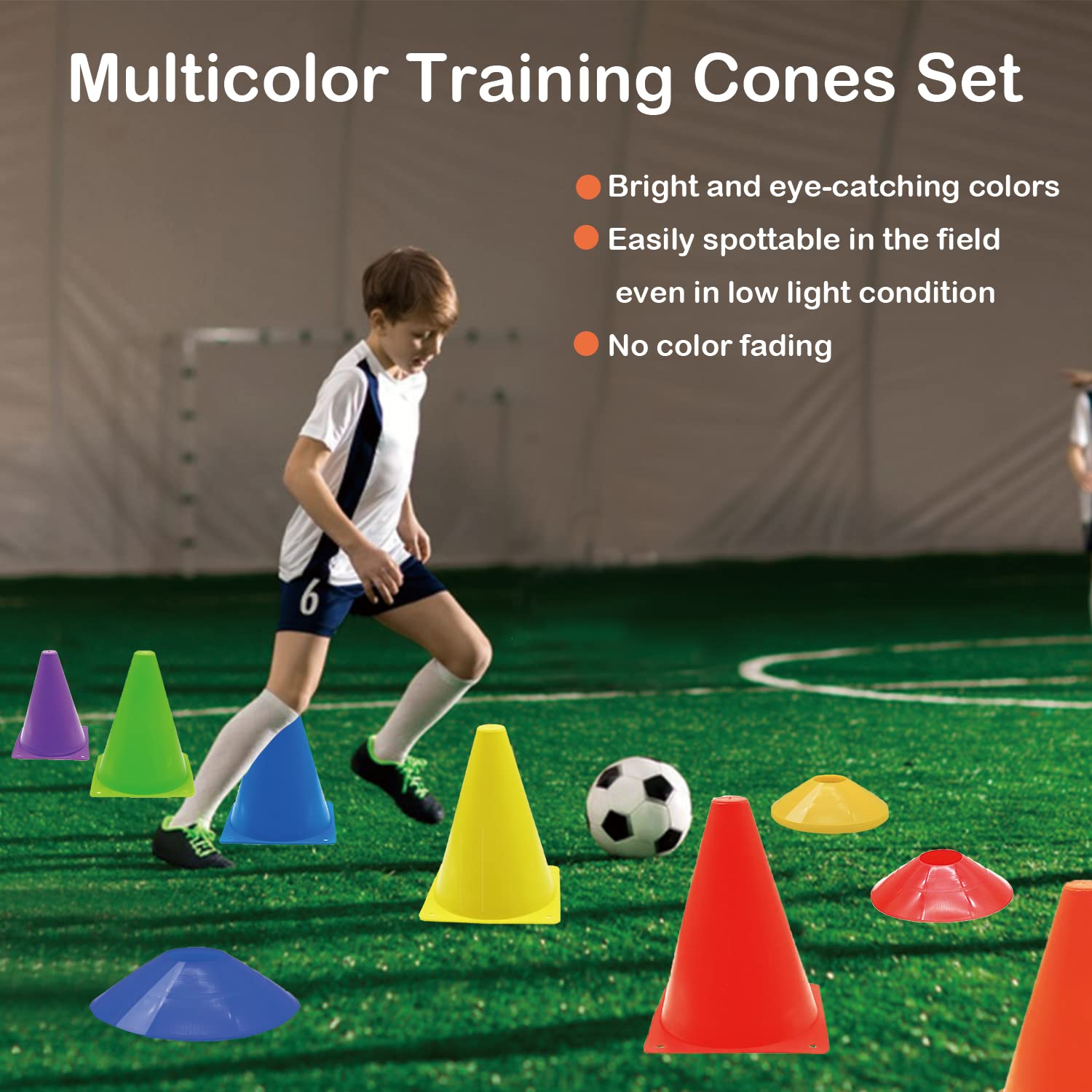 Bright multicolor cones for visibility