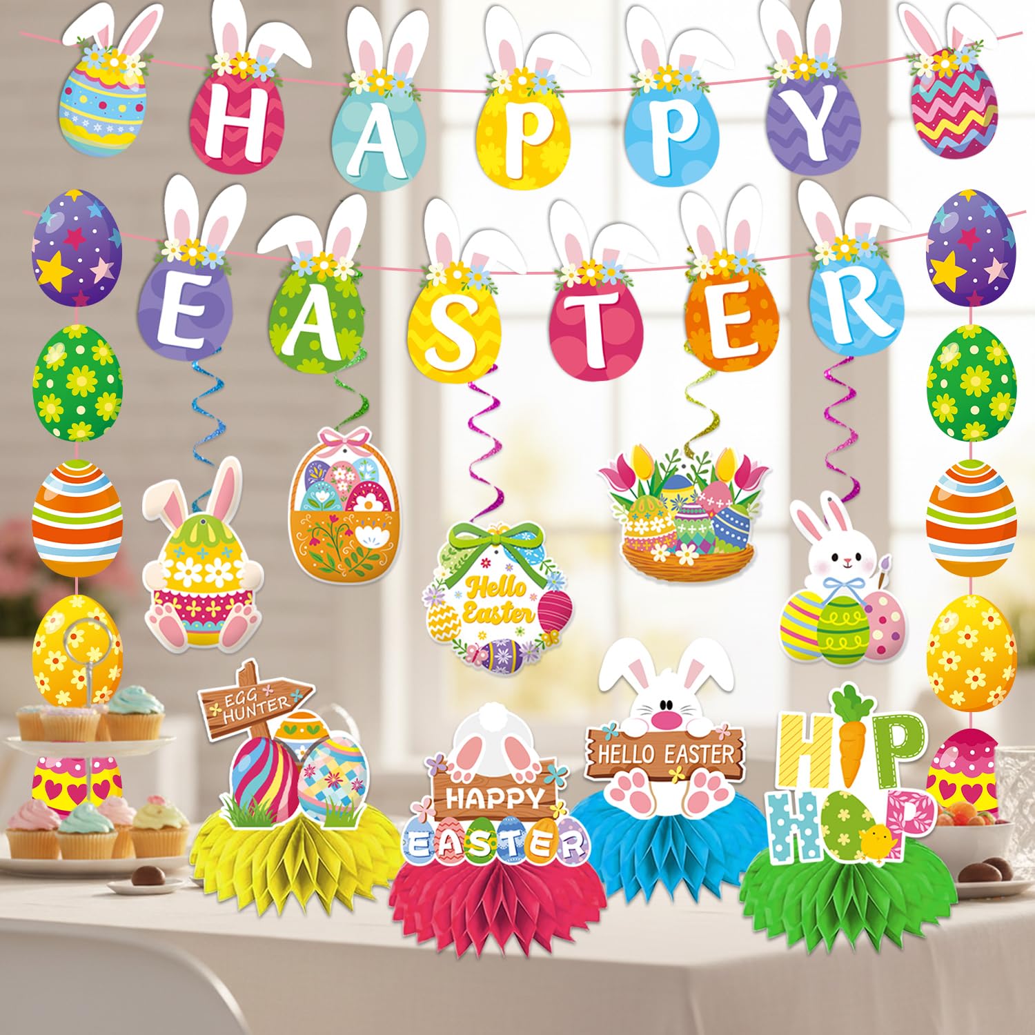 multicolor easter decorations pack