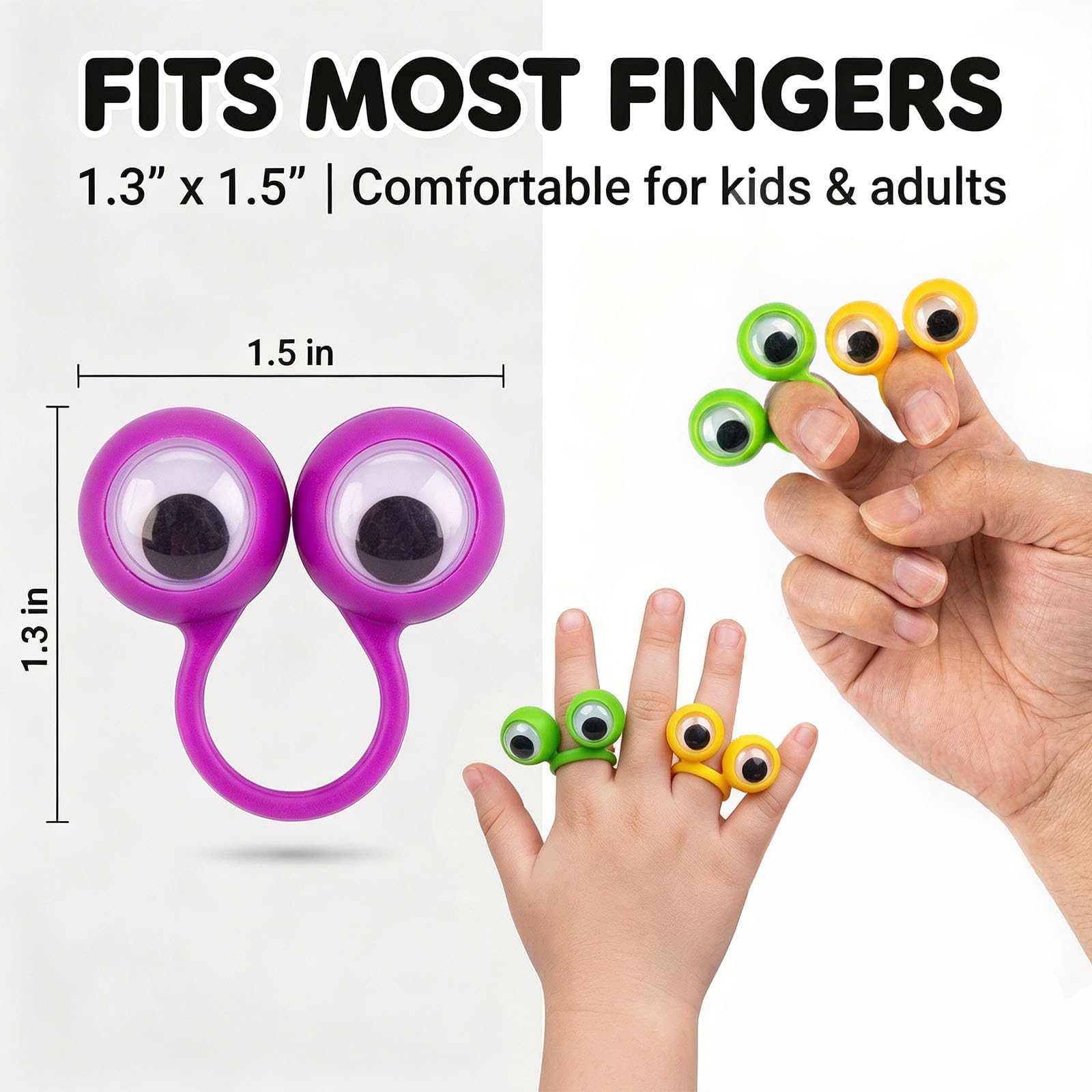 Multicolor plastic finger puppets sized for children's fingers