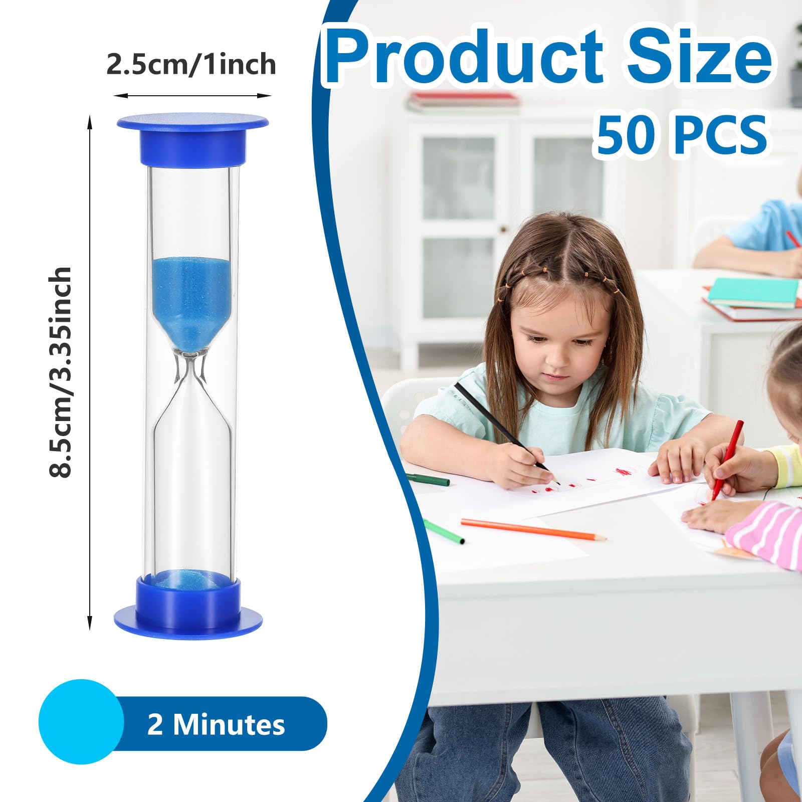 classroom use sand timer 2 minute in five colors
