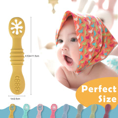 Multicolor silicone spoons for self feeding 6+ months