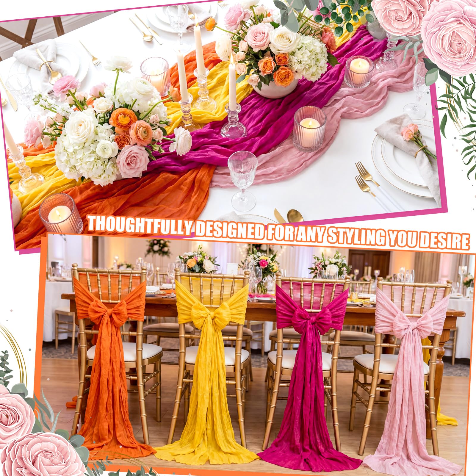 12 piece boho cheesecloth table runners multicolor
