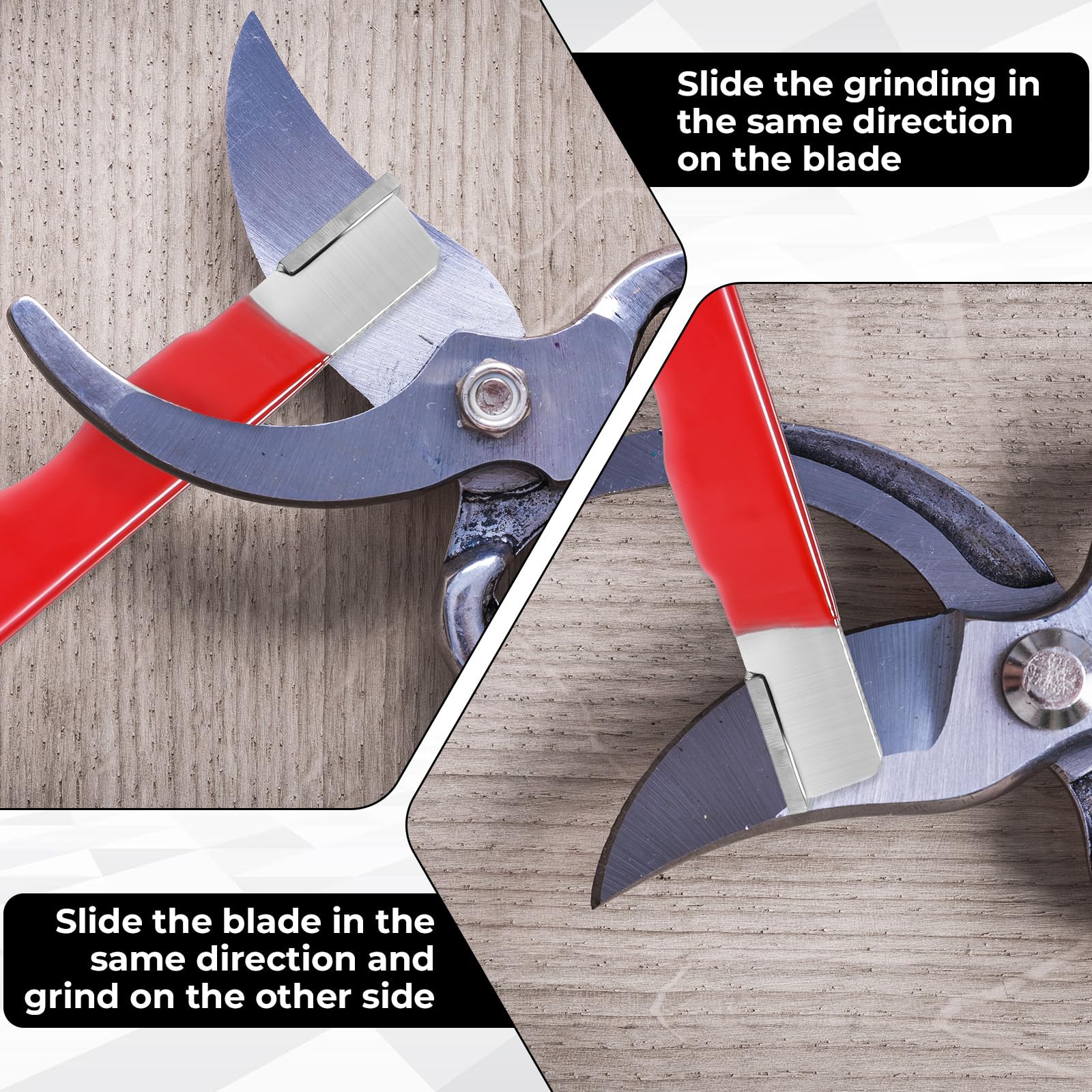 Sharpener suitable for pruning shears scissors and axes
