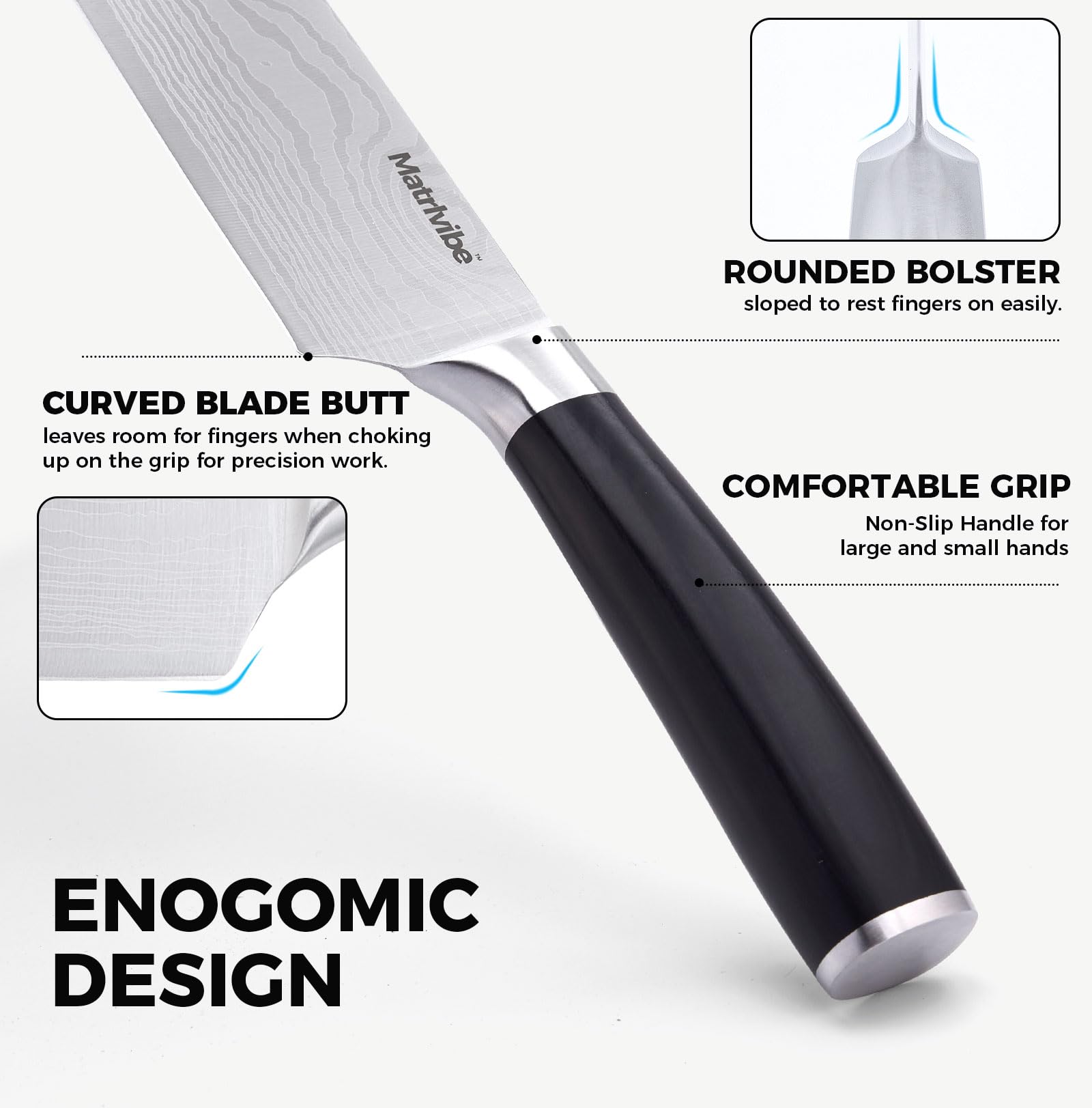 Multipurpose Japanese chef knife for meat and vegetables