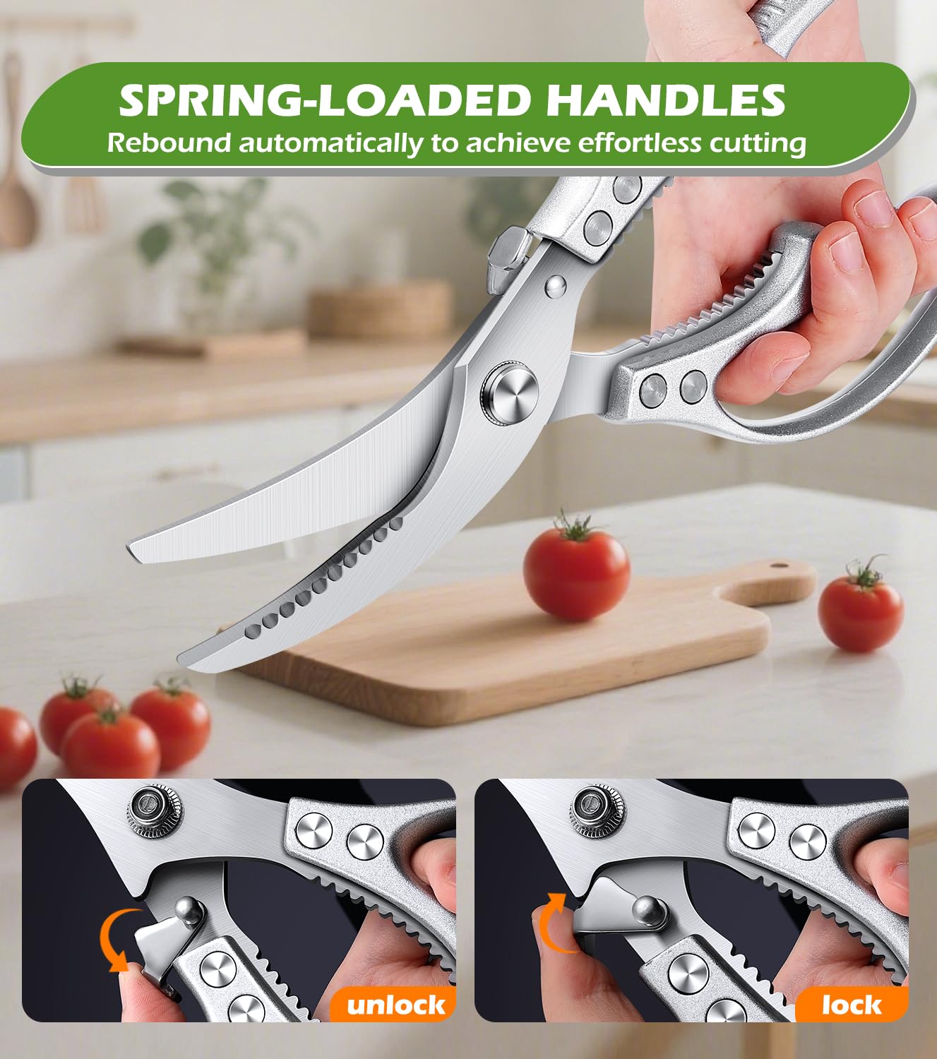 Dishwasher safe kitchen scissors packaging view