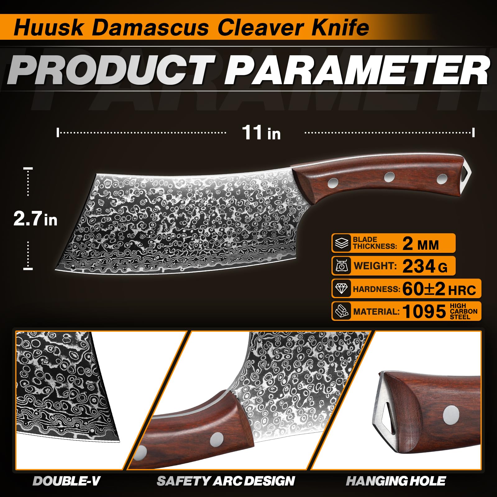 Multipurpose meat knife for chopping slicing