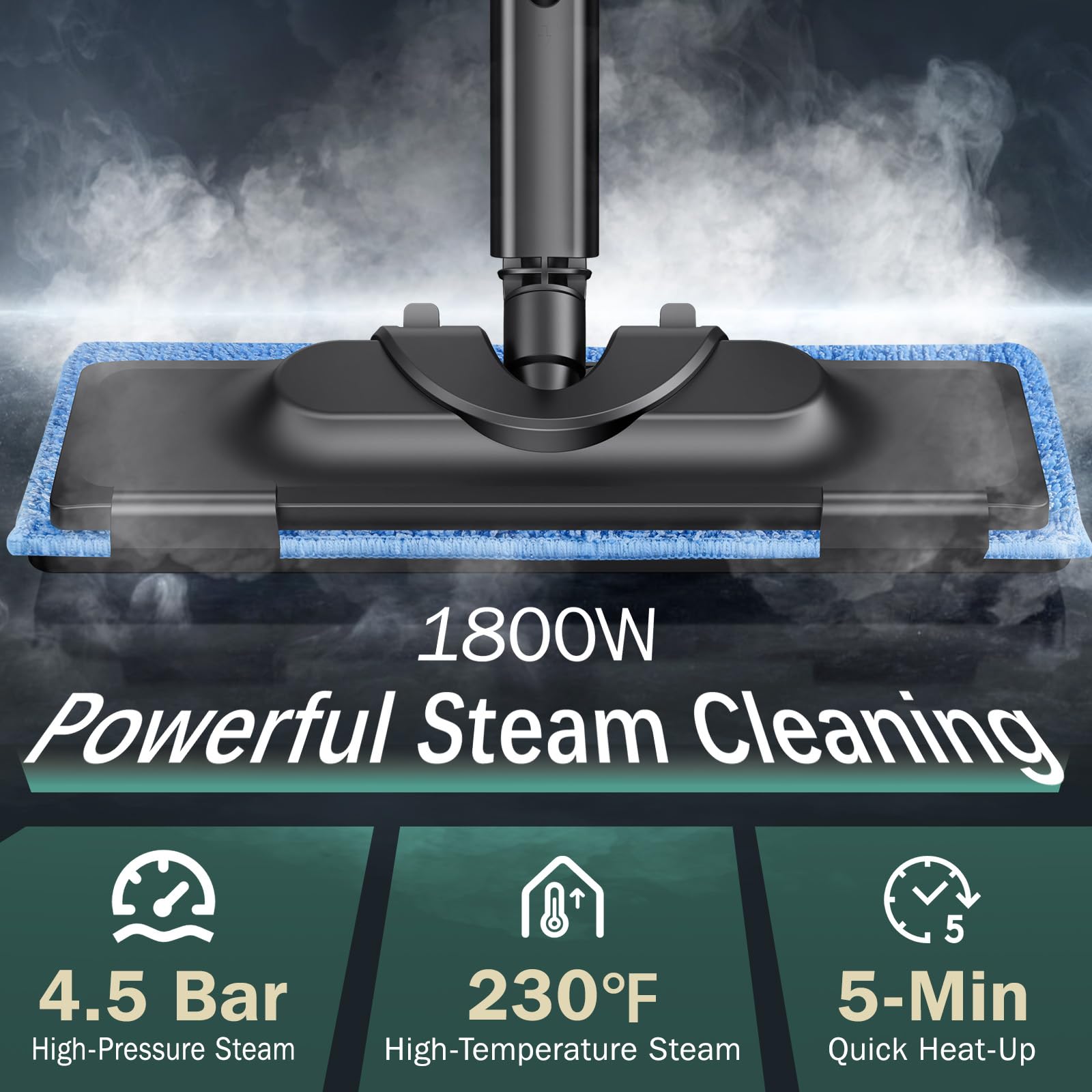 Multipurpose steam mop with 1.5l tank