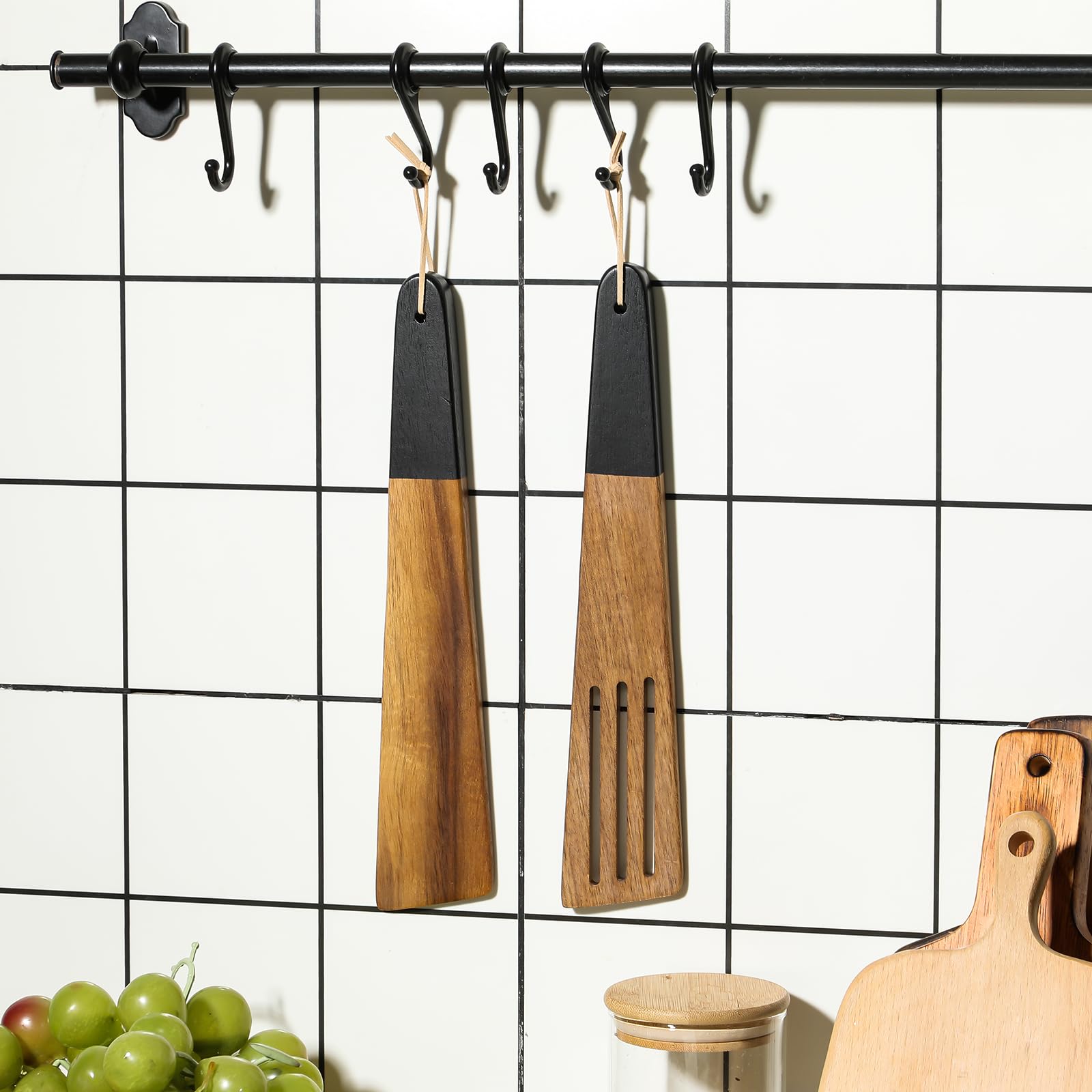 Multipurpose wooden spatula for cooking with acacia wood
