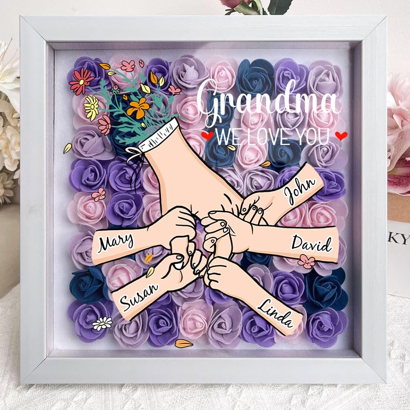 Mum and Grandma names featured in shadow box keepsake