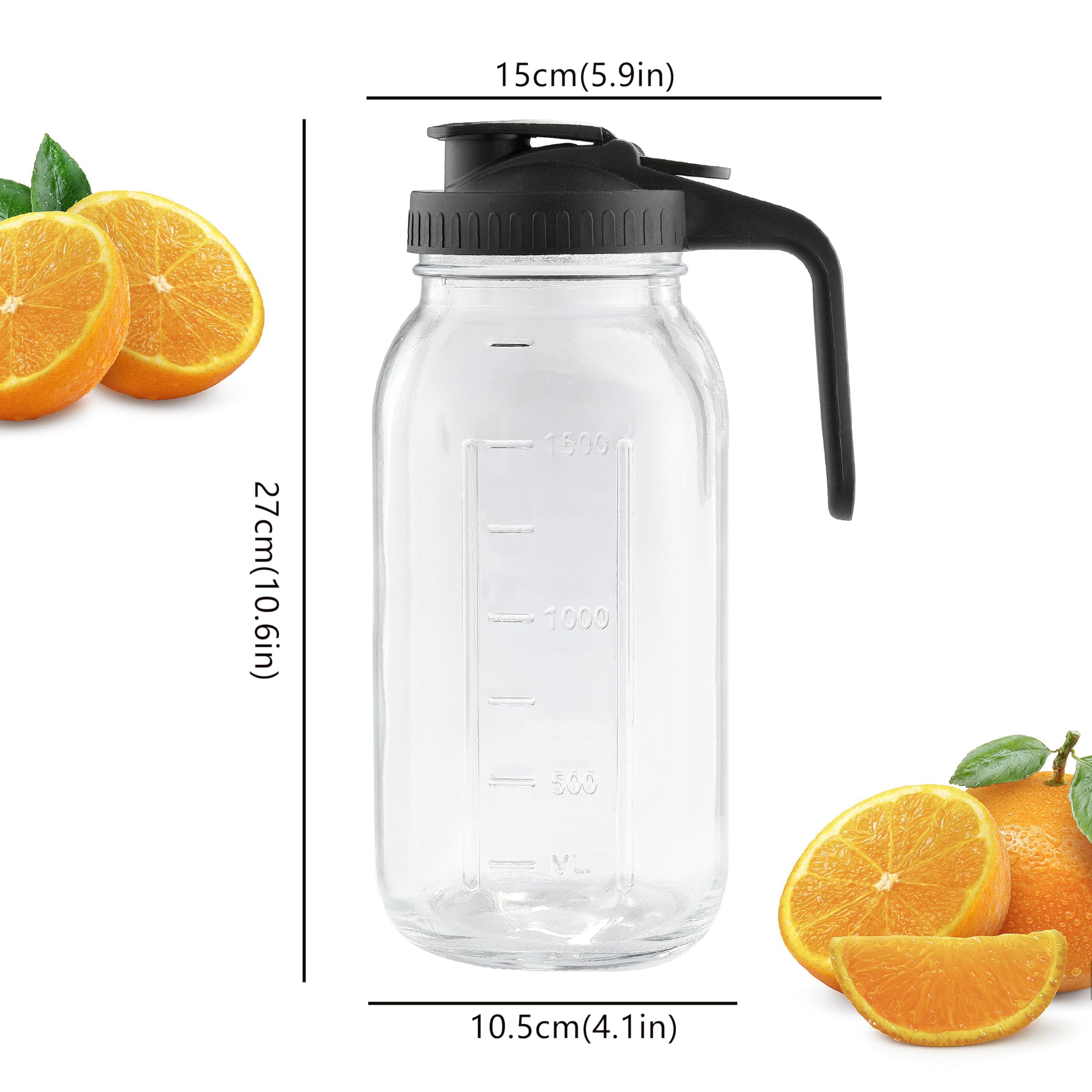 64oz glass iced tea pitcher with lid