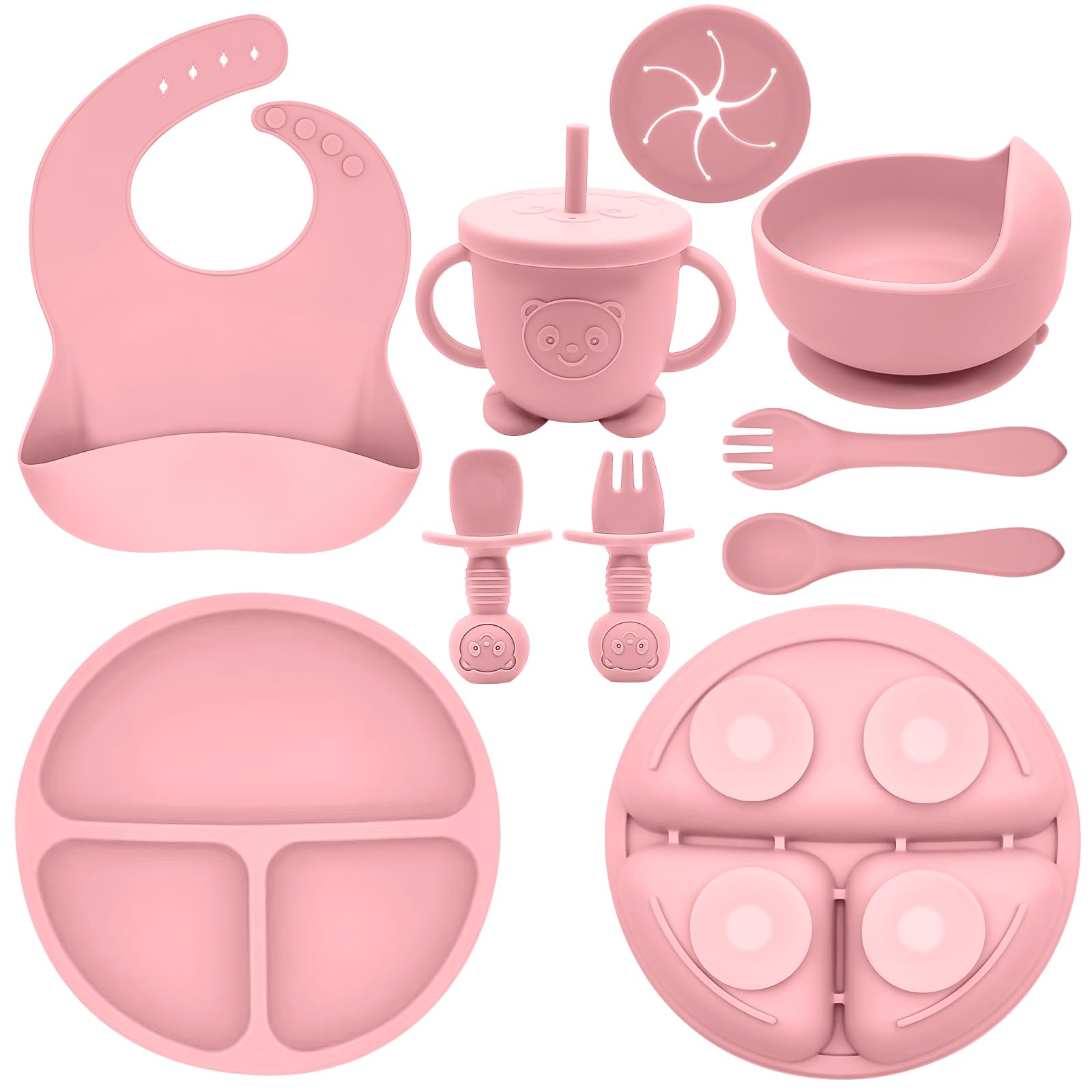 Munlinder silicone baby feeding set with suction bowls and divider plate