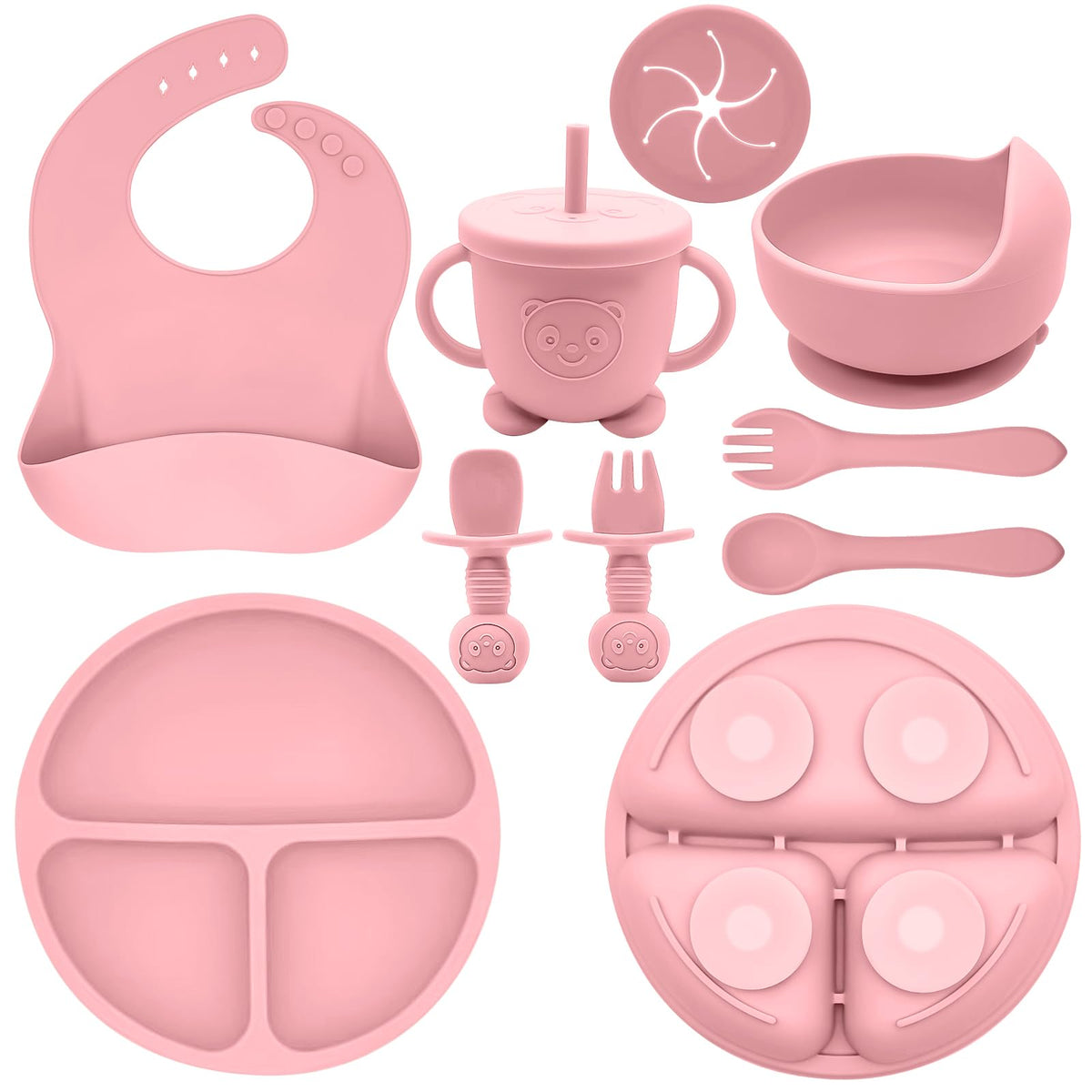 Munlinder silicone baby feeding set with suction bowls and divider plate