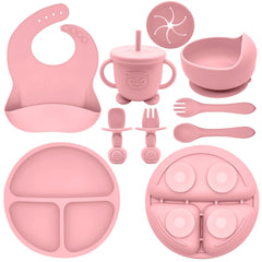 Munlinder silicone baby feeding set with suction bowls and divider plate