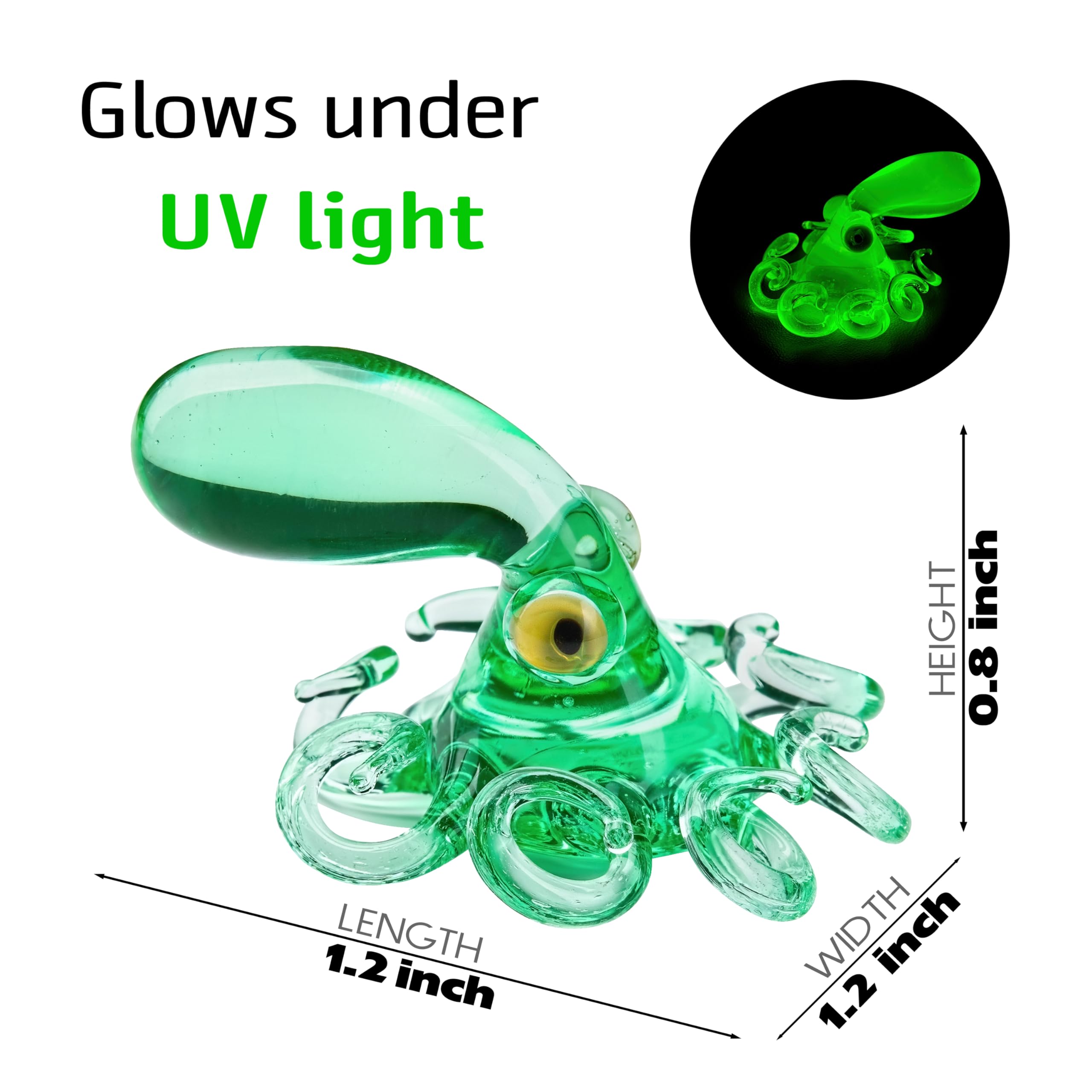 Murano glass octopus miniature with UV glow