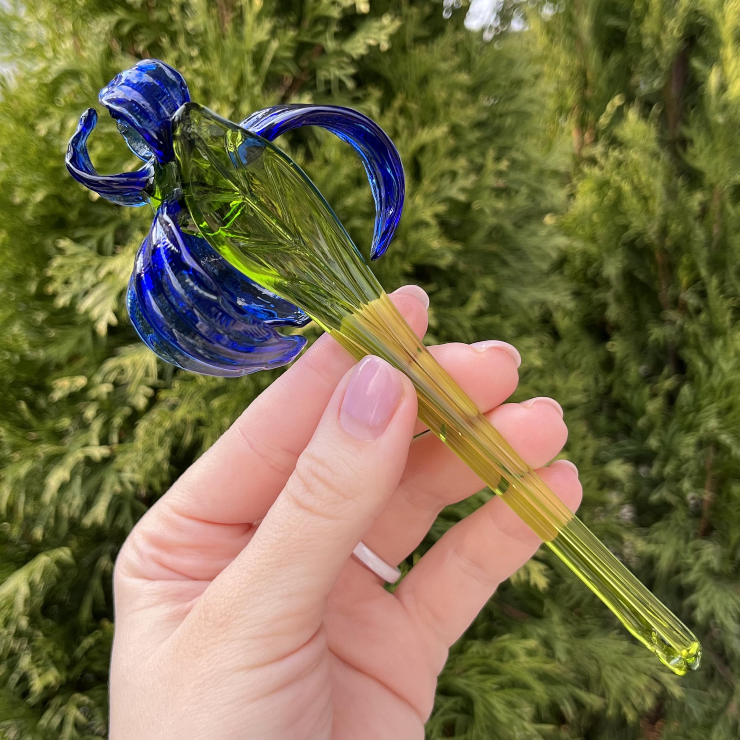 Handmade iris flower figurine for garden display