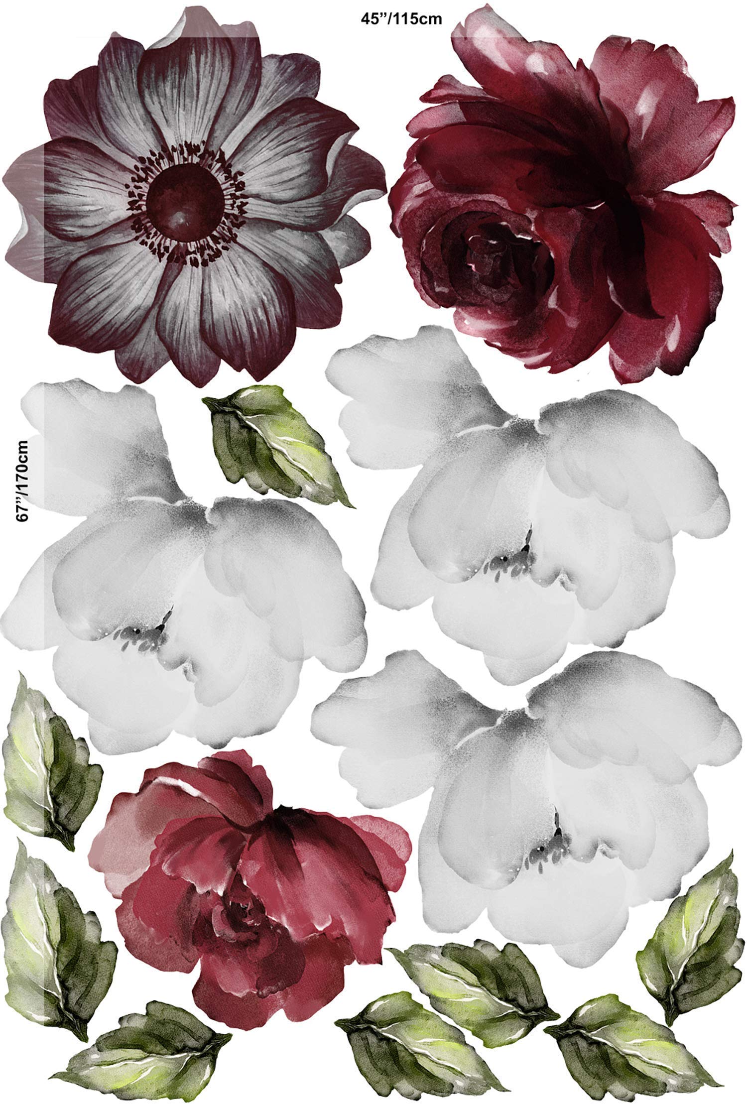 Murwall floral wall decal watercolor bouquet for living room