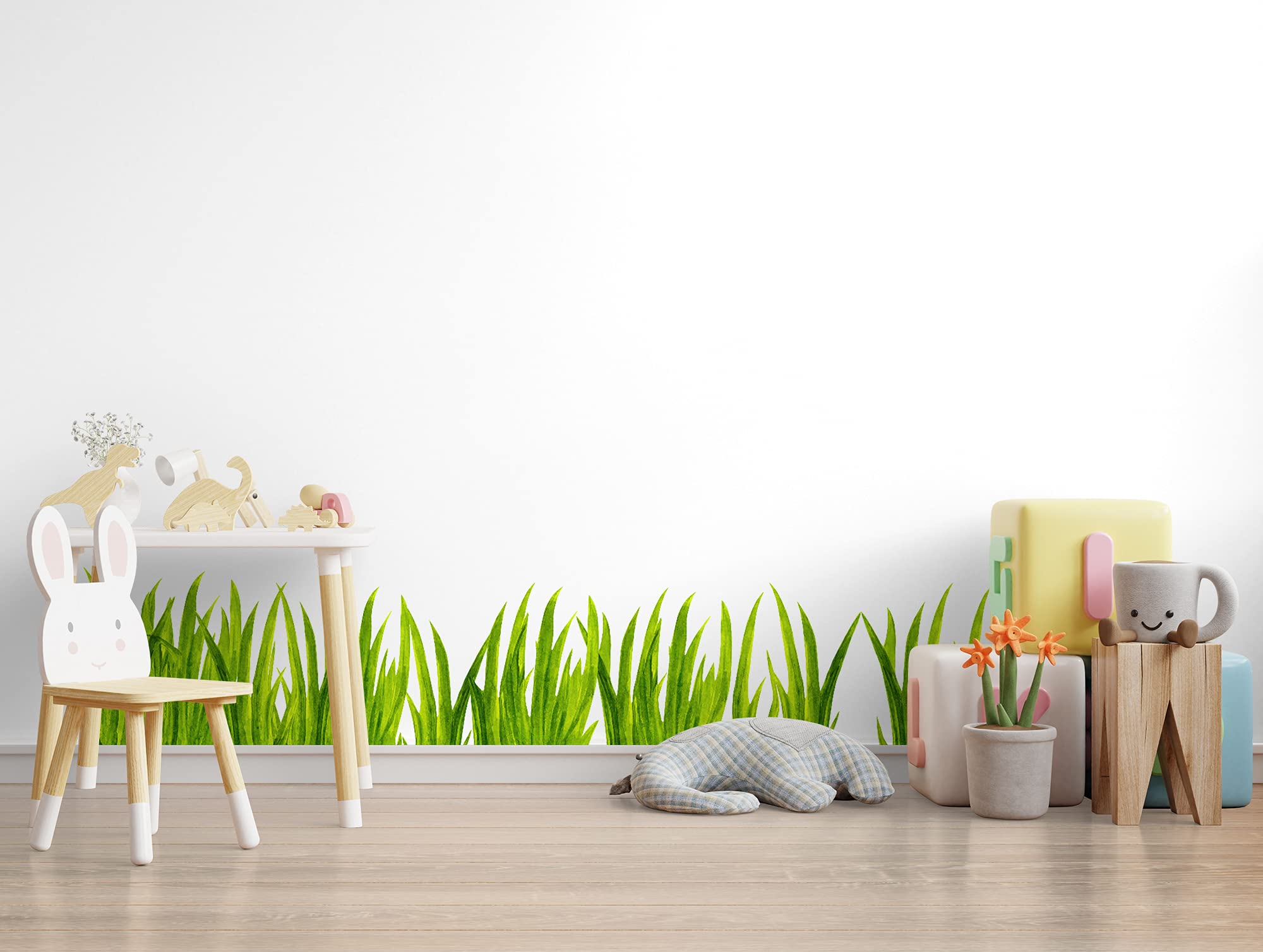 Matte finish watercolor grass wall decals for smooth nursery walls