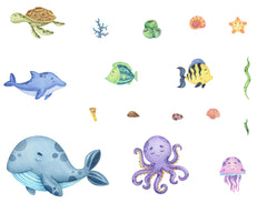Murwall Kids Undersea Wall Decal sea animals set