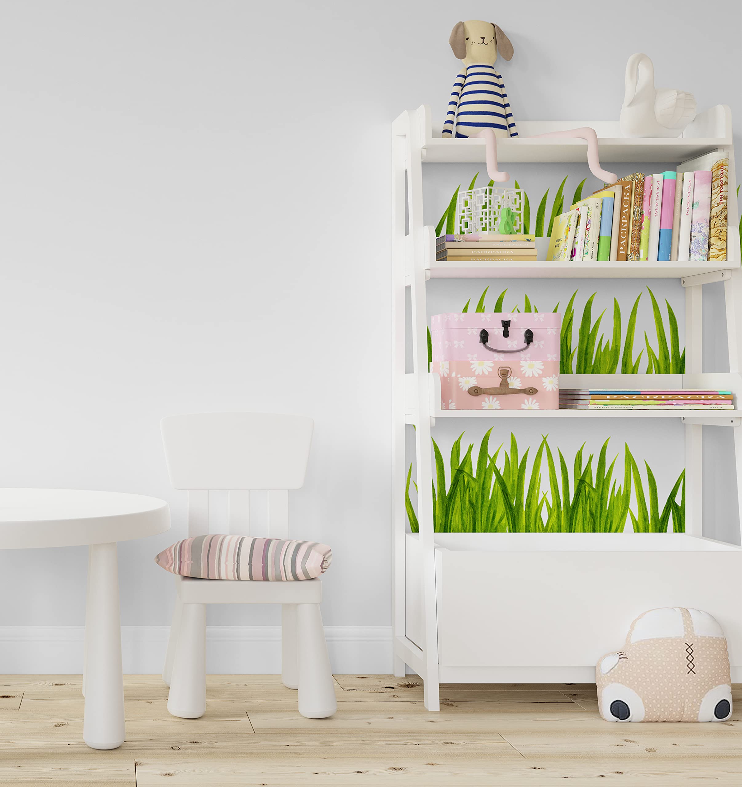Peel and stick watercolor grass wall decal for nursery Murwall