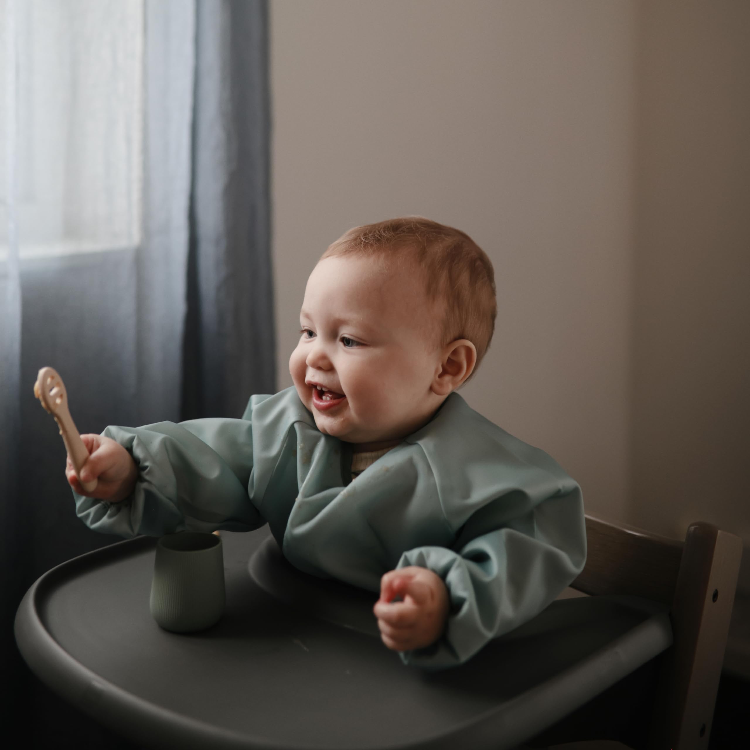 Soft silicone spoons gentle on gums with sensory dots Mushie