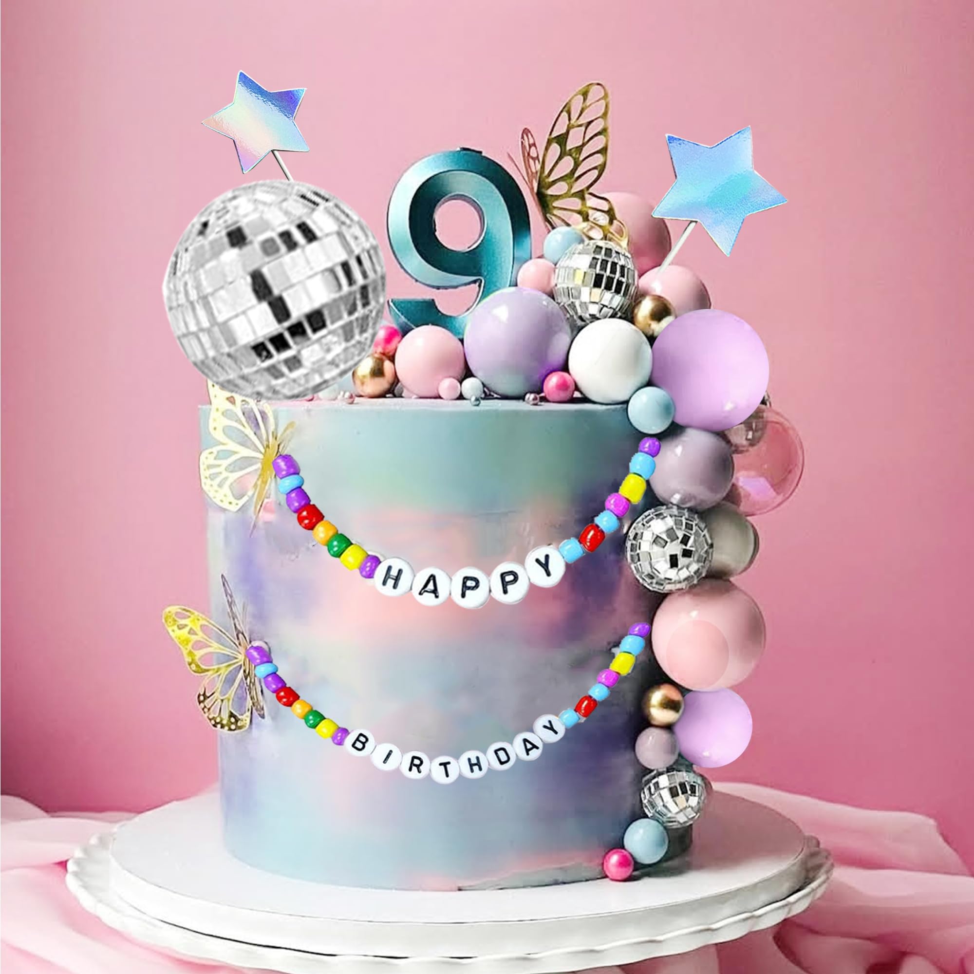 Colorful beaded string accessory for cake decoration